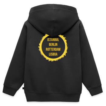 Istanbul Berlin Rotterdam Lisboa - Kids Premium Organic Zip-up Hoodie - black - Back - AI Model Kid Male (0cm)