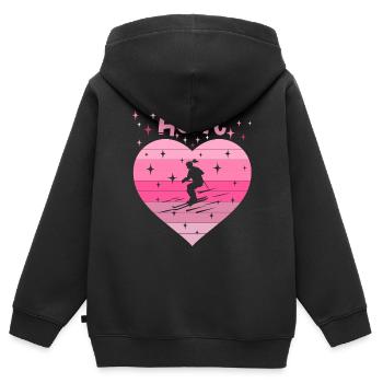 Herz Liebe Hobby Skifahren 8. Geburtstag - Kinder Premium Organic Zip Hoodie - Schwarz - Hinten - AI Model Kid Male (0cm)