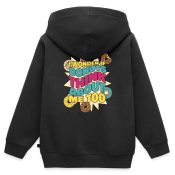 Donut Donuts Candy Bagel - Sweat Premium à capuche zippé enfant bio - noir - Dos - AI Model Kid Male (0cm)