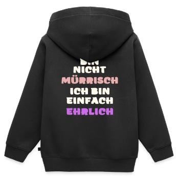 Lustiger mürrisch launisch wütender ehrlich Vektor - Kinder Premium Organic Zip Hoodie - Schwarz - Hinten - AI Model Kid Male (0cm)