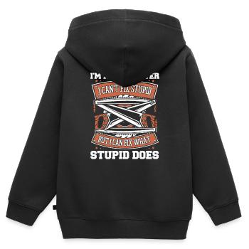Tischler Holzarbeiter Zimmerei - Kinder Premium Organic Zip Hoodie - Schwarz - Hinten - AI Model Kid Male (0cm)