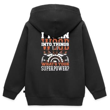 Tischler Holzarbeiter Zimmerei - Kinder Premium Organic Zip Hoodie - Schwarz - Hinten - AI Model Kid Male (0cm)