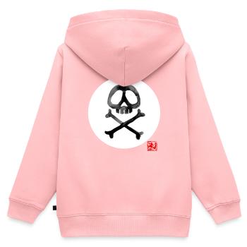 drapeau - Sweat Premium à capuche zippé enfant bio - rose - Dos - AI Model Kid Female (0cm)