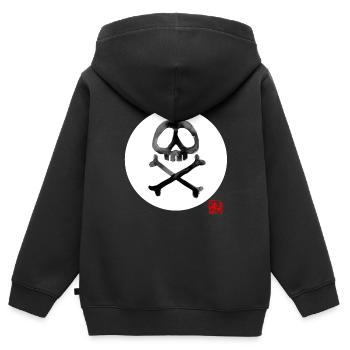 Flagge - Kinder Premium Organic Zip Hoodie - Schwarz - Hinten - AI Model Kid Male (0cm)