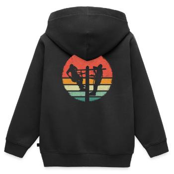 Lineman Electric Cable Power Pole Électricien - Sweat Premium à capuche zippé enfant bio - noir - Dos - AI Model Kid Male (0cm)