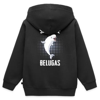 Bélugas Océan Bélugas Baleines - Sweat Premium à capuche zippé enfant bio - noir - Dos - AI Model Kid Male (0cm)