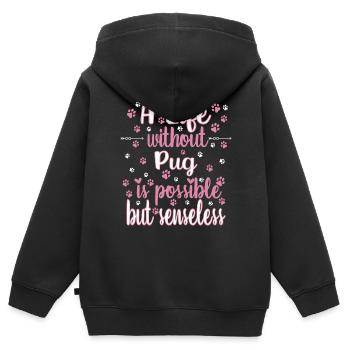 Hund Leben ohne Mops möglich aber sinnlos - Kinder Premium Organic Zip Hoodie - Schwarz - Hinten - AI Model Kid Male (0cm)