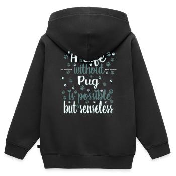 Hund Leben ohne Mops möglich aber sinnlos - Kinder Premium Organic Zip Hoodie - Schwarz - Hinten - AI Model Kid Male (0cm)