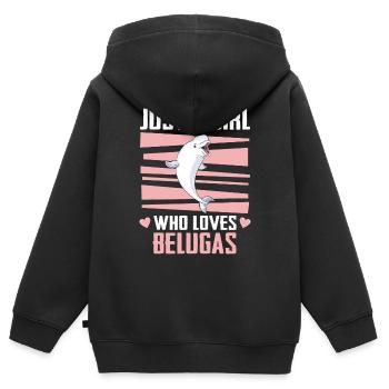 Bélugas Océan Bélugas Baleines - Sweat Premium à capuche zippé enfant bio - noir - Dos - AI Model Kid Male (0cm)