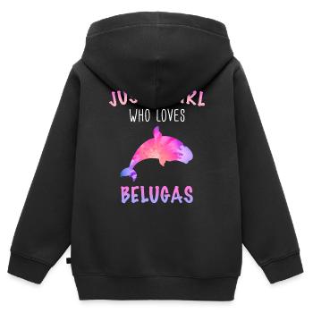 Bélugas Océan Bélugas Baleines - Sweat Premium à capuche zippé enfant bio - noir - Dos - AI Model Kid Male (0cm)
