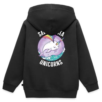 Narval Baleine Océan Narvals Baleines Baleines Baleines - Sweat Premium à capuche zippé enfant bio - noir - Dos - AI Model Kid Male (0cm)