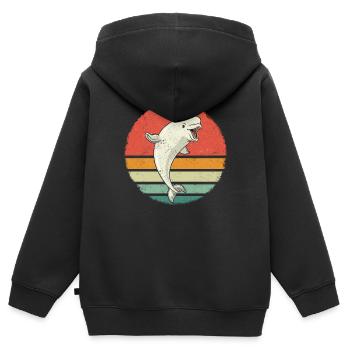 Bélugas Océan Bélugas Baleines - Sweat Premium à capuche zippé enfant bio - noir - Dos - AI Model Kid Male (0cm)