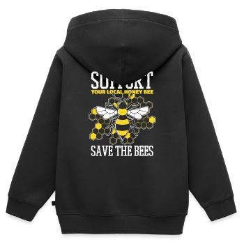 Abeille mellifère Apiculteur Abeilles Abeilles Abeille Abeille - Sweat Premium à capuche zippé enfant bio - noir - Dos - AI Model Kid Male (0cm)