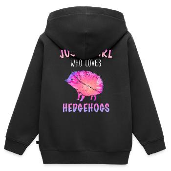 Igel Stachelig Tier Igel - Kinder Premium Organic Zip Hoodie - Schwarz - Hinten - AI Model Kid Male (0cm)