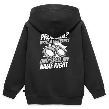 Agent correctionnel Gardien de prison Prison - Sweat Premium à capuche zippé enfant bio - noir - Dos - AI Model Kid Male (0cm)