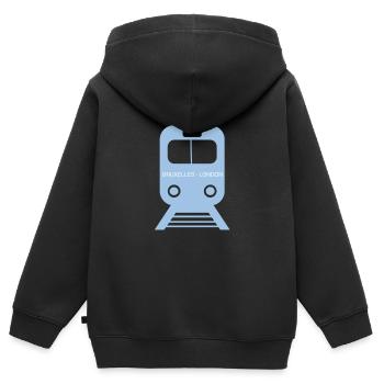 Bahnfahrt von Brüssel nach London - Kinder Premium Organic Zip Hoodie - Schwarz - Hinten - AI Model Kid Male (0cm)
