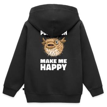Puffer fish Puffer fish Fish Ocean Animal - Kids Premium Organic Zip-up Hoodie - black - Back - AI Model Kid Male (0cm)