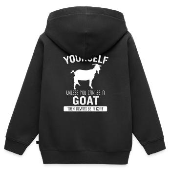 Chèvre Chèvre Chèvre Animal Chèvre - Sweat Premium à capuche zippé enfant bio - noir - Dos - AI Model Kid Male (0cm)