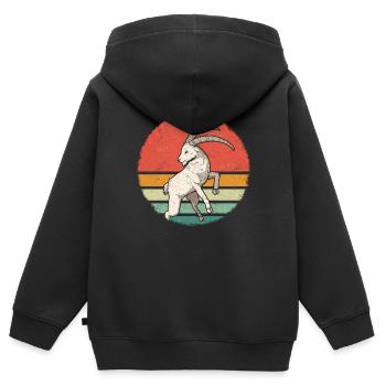 Chèvre Chèvre Chèvre Animal Chèvre - Sweat Premium à capuche zippé enfant bio - noir - Dos - AI Model Kid Male (0cm)