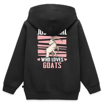 Chèvre Chèvre Chèvre Animal Chèvre - Sweat Premium à capuche zippé enfant bio - noir - Dos - AI Model Kid Male (0cm)