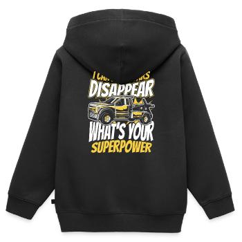 Abschleppwagen Truck Abschlepper - Kinder Premium Organic Zip Hoodie - Schwarz - Hinten - AI Model Kid Male (0cm)