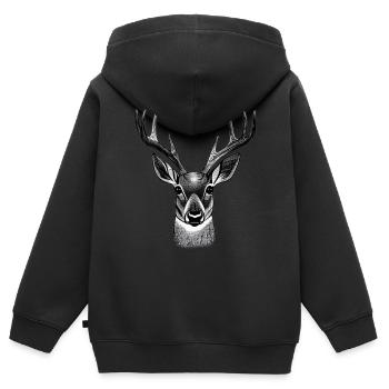 Hirschkopf im Herbst Hirsch Geweih Bock Reh Kitz - Kinder Premium Organic Zip Hoodie - Schwarz - Hinten - AI Model Kid Male (0cm)