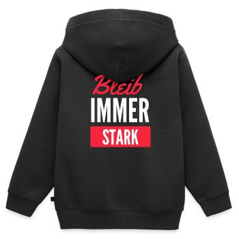 bleib immer stark - Kinder Premium Organic Zip Hoodie - Schwarz - Hinten - AI Model Kid Male (0cm)