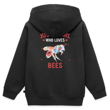 Apiculteurs abeilles abeilles abeilles abeilles - Sweat Premium à capuche zippé enfant bio - noir - Dos - AI Model Kid Male (0cm)
