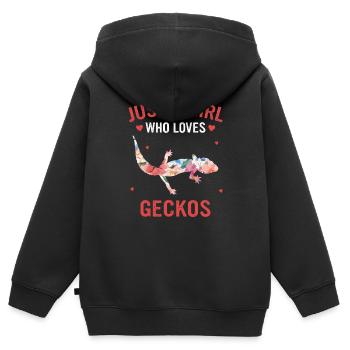 Lézard de Gecko Gecko - Sweat Premium à capuche zippé enfant bio - noir - Dos - AI Model Kid Male (0cm)