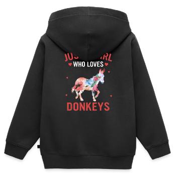 Âne âne animal - Sweat Premium à capuche zippé enfant bio - noir - Dos - AI Model Kid Male (0cm)