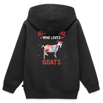 Chèvre Chèvre Chèvre Animal Chèvre - Sweat Premium à capuche zippé enfant bio - noir - Dos - AI Model Kid Male (0cm)