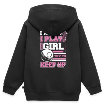 Lacrosse Sport Lacrosse Spieler - Kinder Premium Organic Zip Hoodie - Schwarz - Hinten - AI Model Kid Male (0cm)