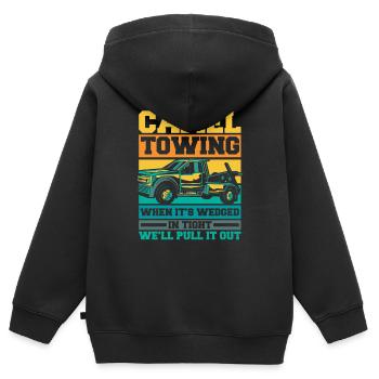 Abschleppwagen Truck Abschlepper - Kinder Premium Organic Zip Hoodie - Schwarz - Hinten - AI Model Kid Male (0cm)