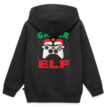 Gamer Elf - Kinder Premium Organic Zip Hoodie - Schwarz - Hinten - AI Model Kid Male (0cm)