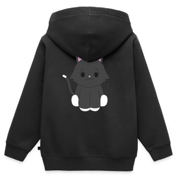 Chat noir - Sweat Premium à capuche zippé enfant bio - noir - Dos - AI Model Kid Male (0cm)