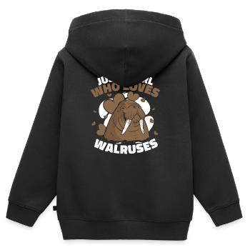 Walrus Walrus Animal Ocean - Kids Premium Organic Zip-up Hoodie - black - Back - AI Model Kid Male (0cm)