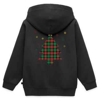 Christmas tree plaid print - Kids Premium Organic Zip-up Hoodie - black - Back - AI Model Kid Male (0cm)
