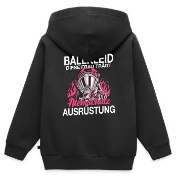 Feuerwehr Feuerwehrfrau - Kinder Premium Organic Zip Hoodie - Schwarz - Hinten - AI Model Kid Male (0cm)
