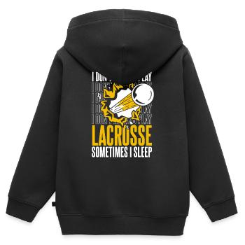 Lacrosse Sport Lacrosse Spieler - Kinder Premium Organic Zip Hoodie - Schwarz - Hinten - AI Model Kid Male (0cm)