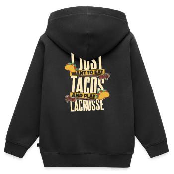 Lacrosse Sport Lacrosse Spieler - Kinder Premium Organic Zip Hoodie - Schwarz - Hinten - AI Model Kid Male (0cm)