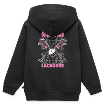 Lacrosse Sport Lacrosse Spieler - Kinder Premium Organic Zip Hoodie - Schwarz - Hinten - AI Model Kid Male (0cm)