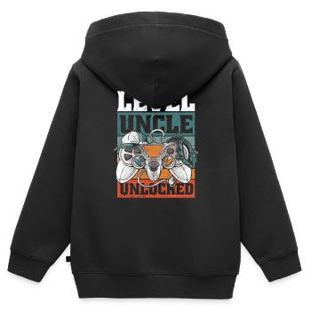 Oncle Fmie Grand-oncle Oncle - Sweat Premium à capuche zippé enfant bio - noir - Dos - AI Model Kid Male (0cm)