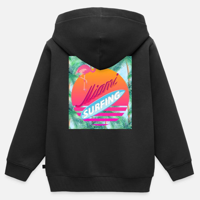 Miami, Floride, États-Unis - Sweat Premium à capuche zippé enfant bio - noir