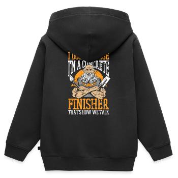 Betonpolierer Betonfertiger Bauarbeiter Beton Zeme - Kinder Premium Organic Zip Hoodie - Schwarz - Hinten - AI Model Kid Male (0cm)