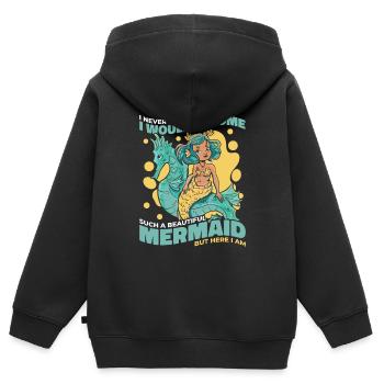 Mermaid Fable Mermaids Contes de fées - Sweat Premium à capuche zippé enfant bio - noir - Dos - AI Model Kid Male (0cm)