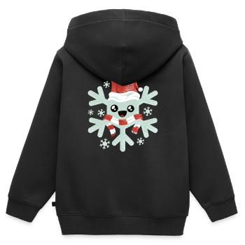Flocon de neige Flocons de neige Neige de Noël - Sweat Premium à capuche zippé enfant bio - noir - Dos - AI Model Kid Male (0cm)