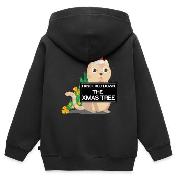 falscher Weihnachtskatzen-Weihnachtsbaum - Kinder Premium Organic Zip Hoodie - Schwarz - Hinten - AI Model Kid Male (0cm)