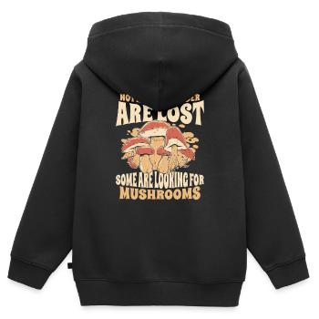 Champignons Champignons Champignon Champignon - Sweat Premium à capuche zippé enfant bio - noir - Dos - AI Model Kid Male (0cm)