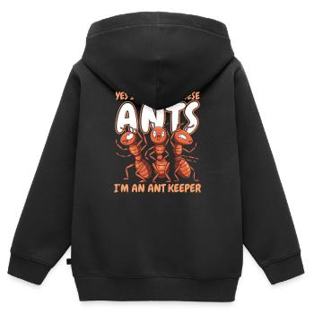 Fourmis insectes fourmis - Sweat Premium à capuche zippé enfant bio - noir - Dos - AI Model Kid Male (0cm)