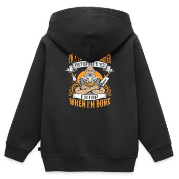 Betonpolierer Betonfertiger Bauarbeiter Beton Zeme - Kinder Premium Organic Zip Hoodie - Schwarz - Hinten - AI Model Kid Male (0cm)
